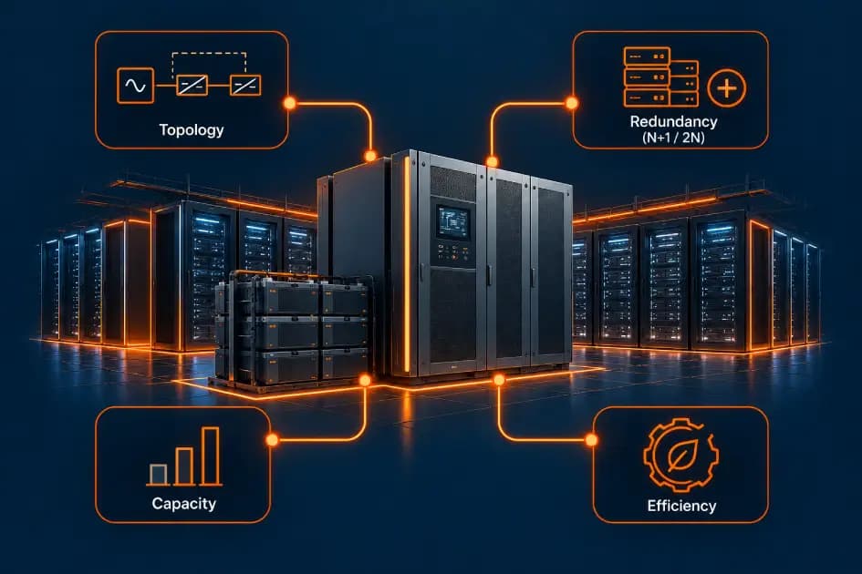 Choosing a data centre UPS, topology, redundancy, capacity, and efficiency