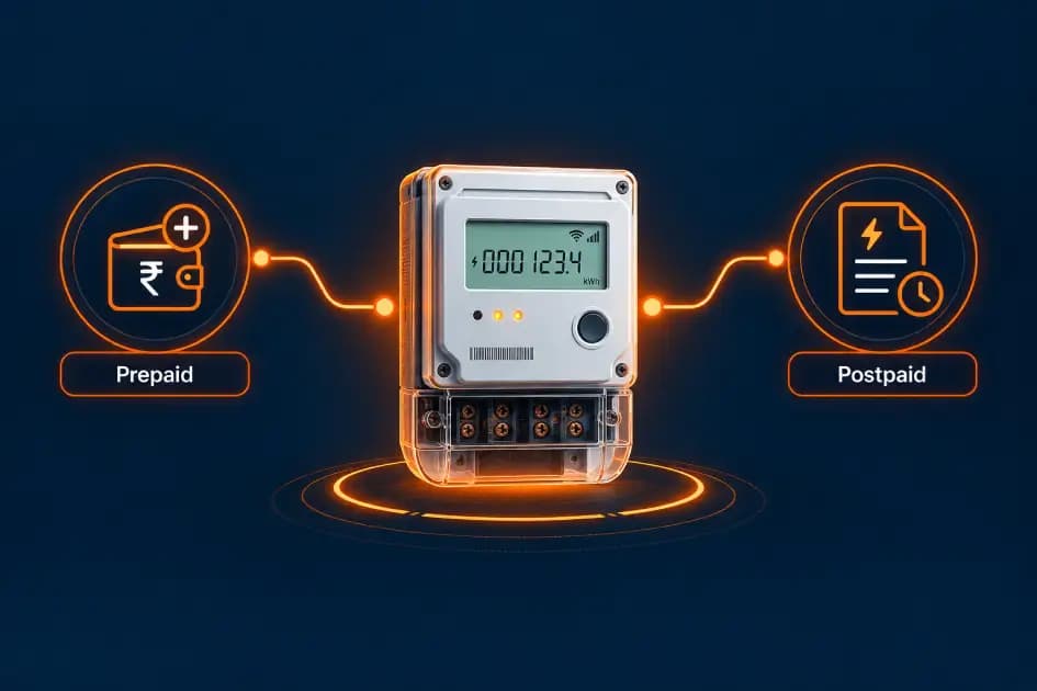 A smart meter running in prepaid and postpaid billing modes
