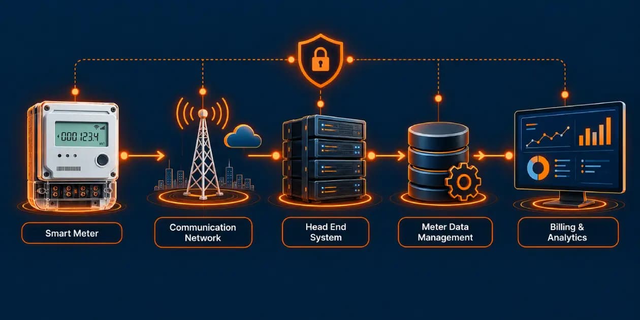 The smart meter data journey from meter through HES and MDMS to billing