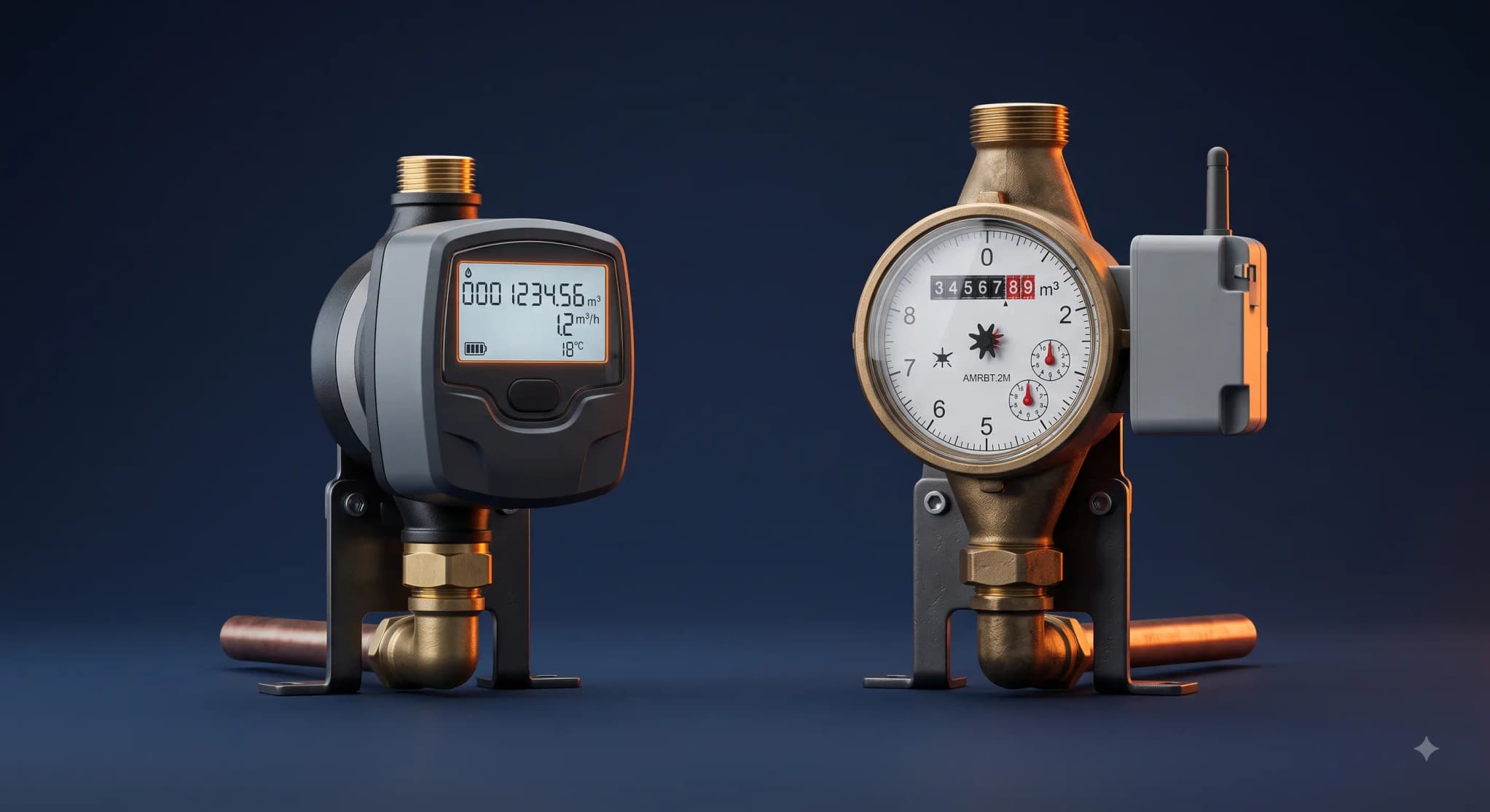 Ultrasonic and AMR water meters compared side by side