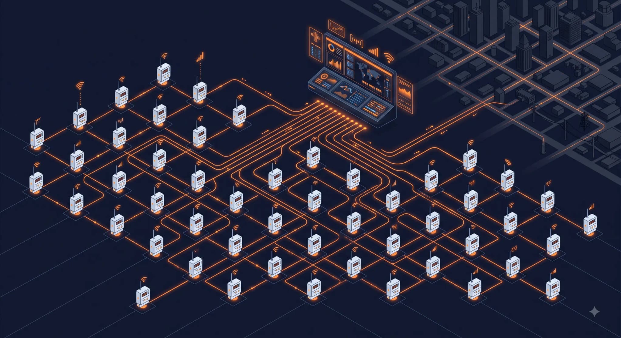 Advanced Metering Infrastructure connecting smart meters to the grid