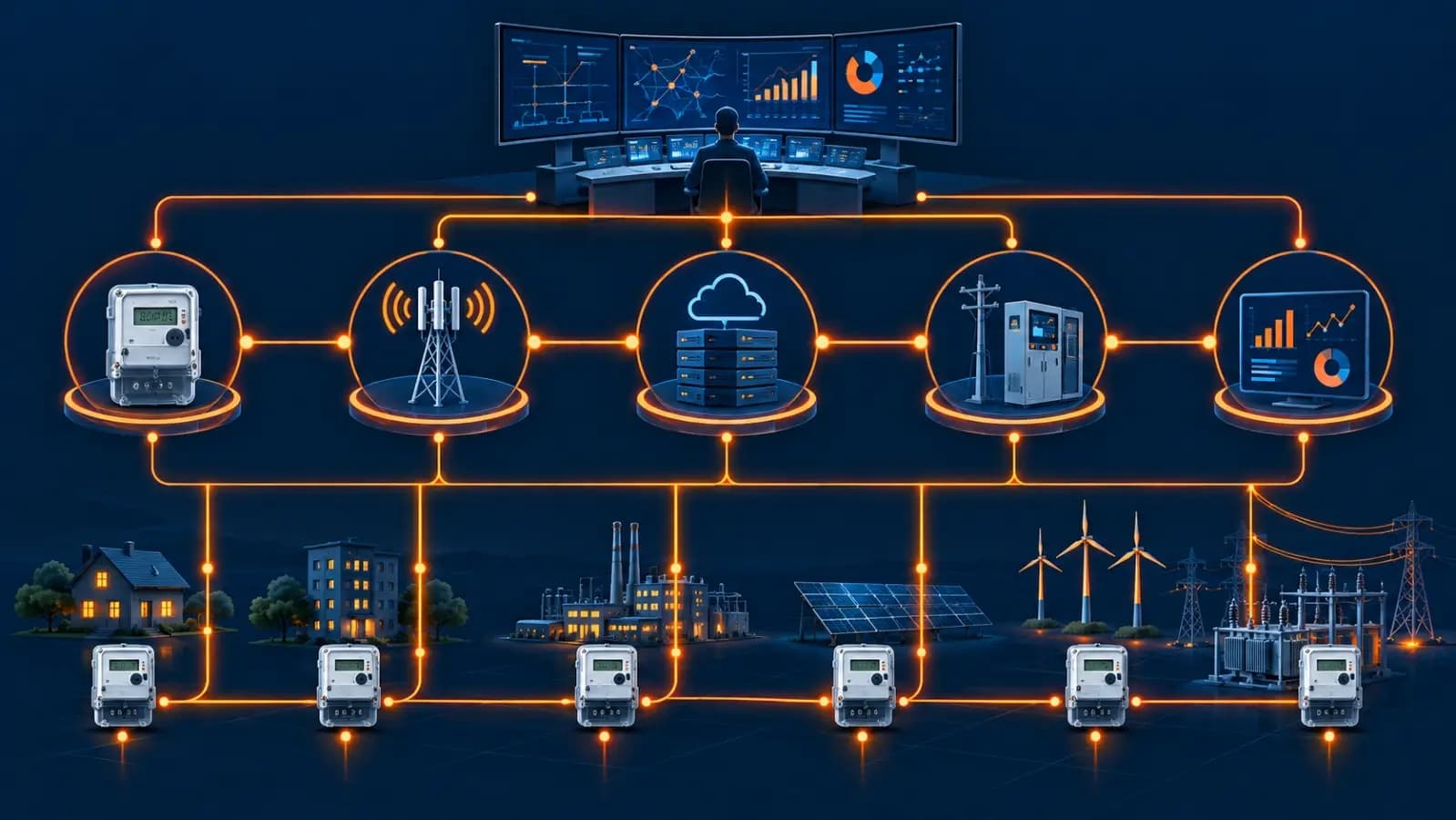 Smart grid components including metering, communications, automation, and analytics