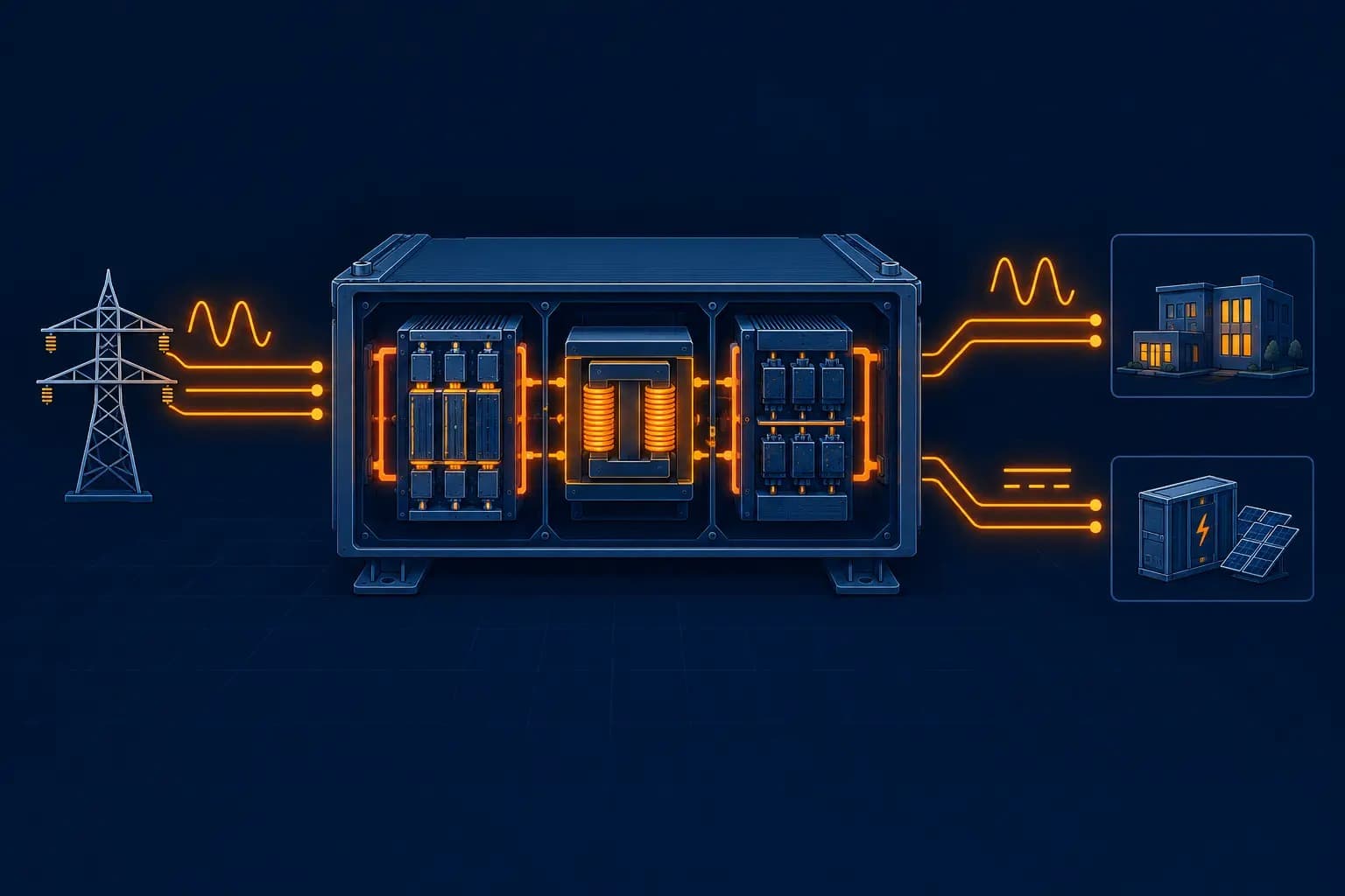 Solid state transformer converting medium voltage to low voltage with high-frequency isolation